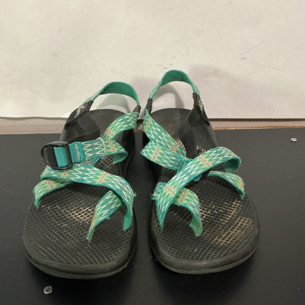 Chaco Womens Z2 Classic Hiking Sandal Teal Yellow Strappy Vibram Size 11